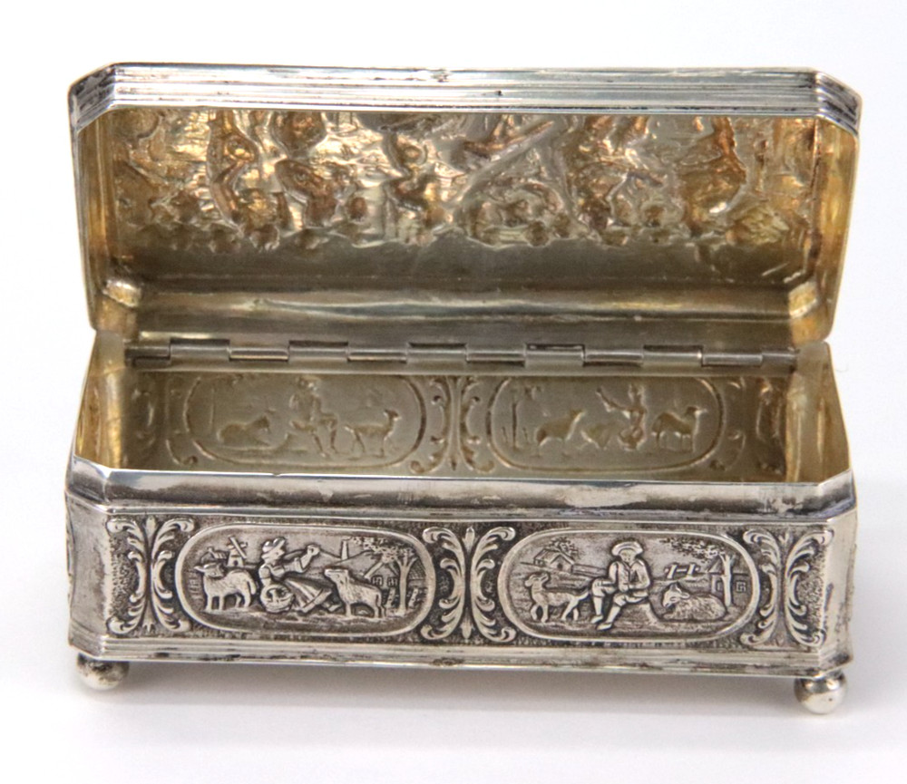 Antique 800 Silver Ornate Snuff Box