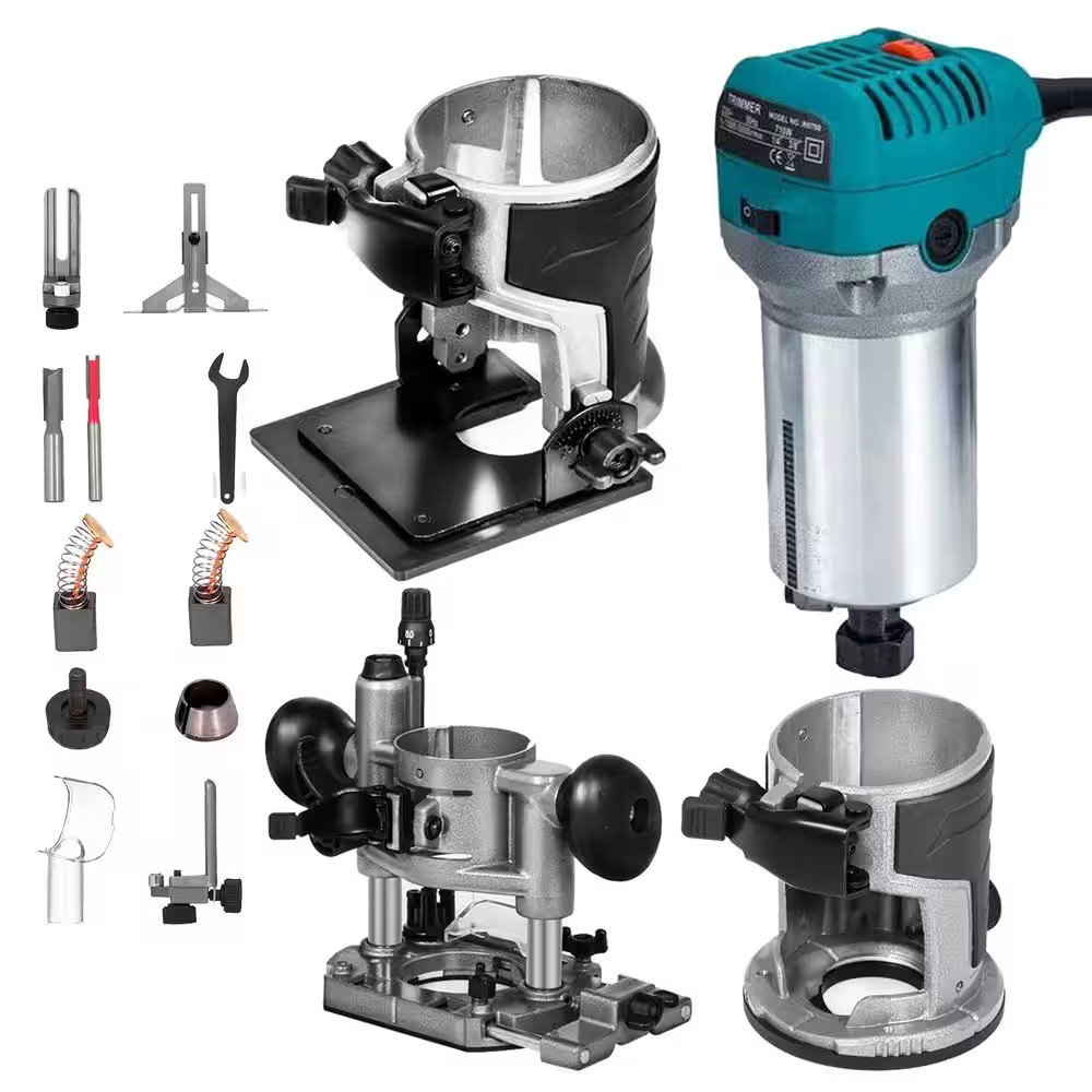 Compact Router 1.25HP 7 Amp with Fixed Base Tilt Base Plunge Base Variable Speed