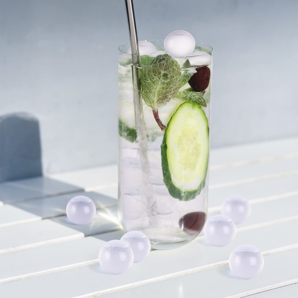 100 Pack Reusable Ice Cube for Drinks, Clear Round 100 Pack, Transparent