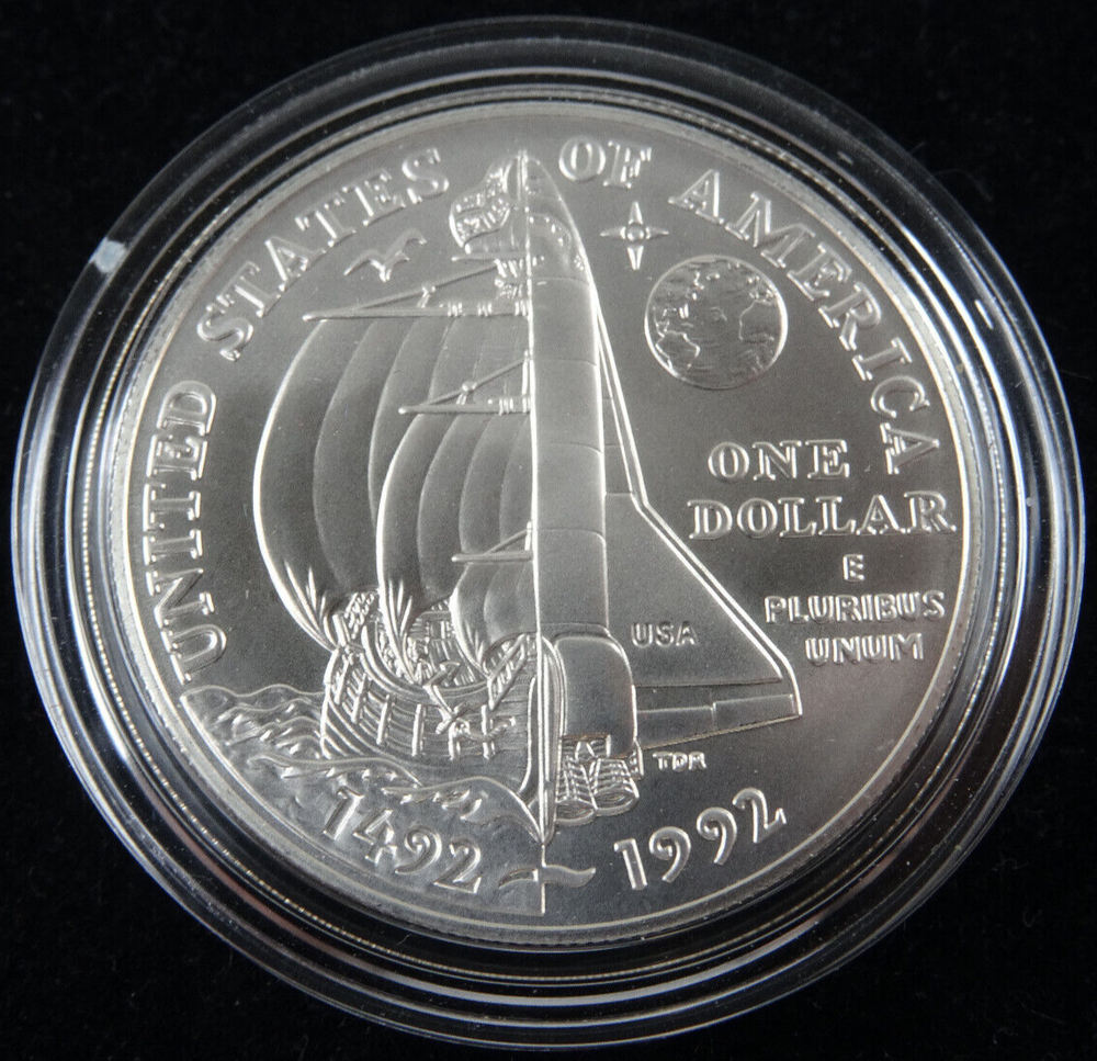 1992-D Columbus Quincentenary Commemorative Unc Silver Dollar w/ Capsule