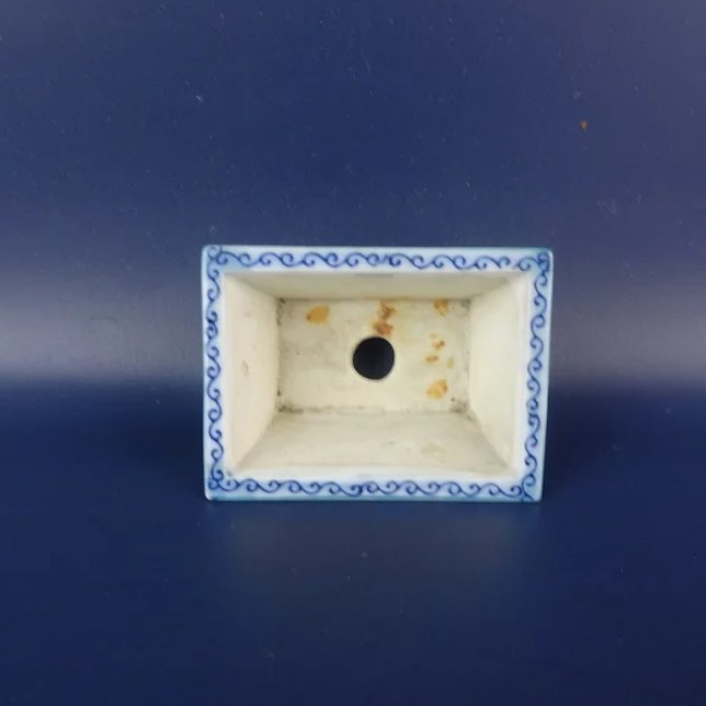 Bonsai Pot Arita Ware Small Rectangular Planter 7.4cm Blue & White Landscape