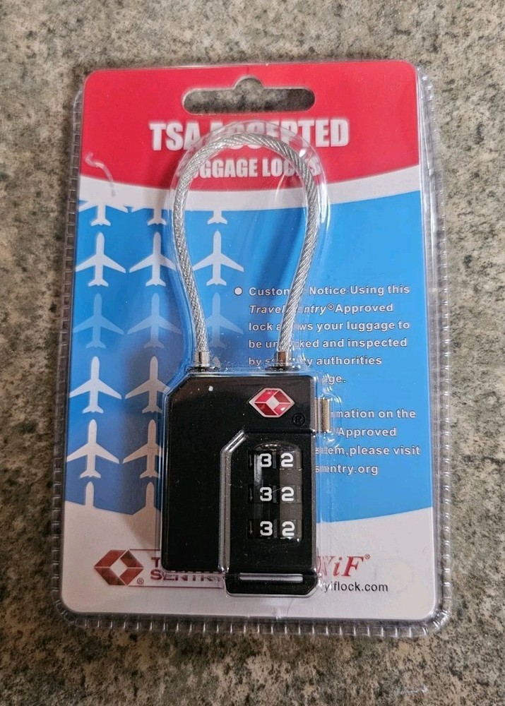 TSA Approved Luggage Lock Black 3 Dial Combination