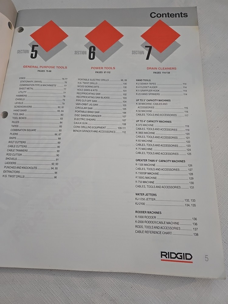 Ridgid Tool Catalog 1994 - 1995 No. RT-191 Pre-owned