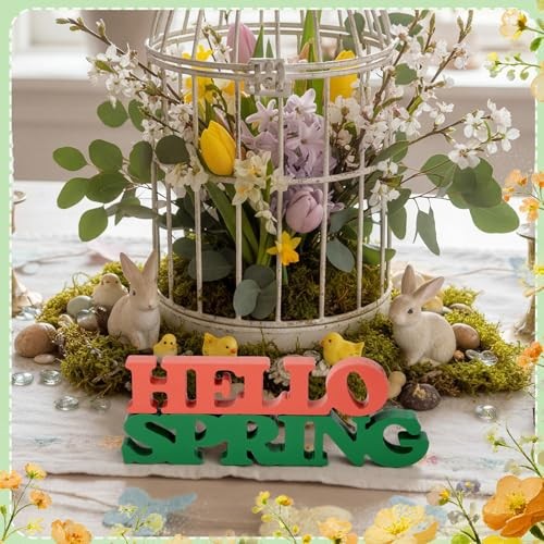 Hello Spring Table Decorations Hello Spring Wooden Sign Blocks Signage