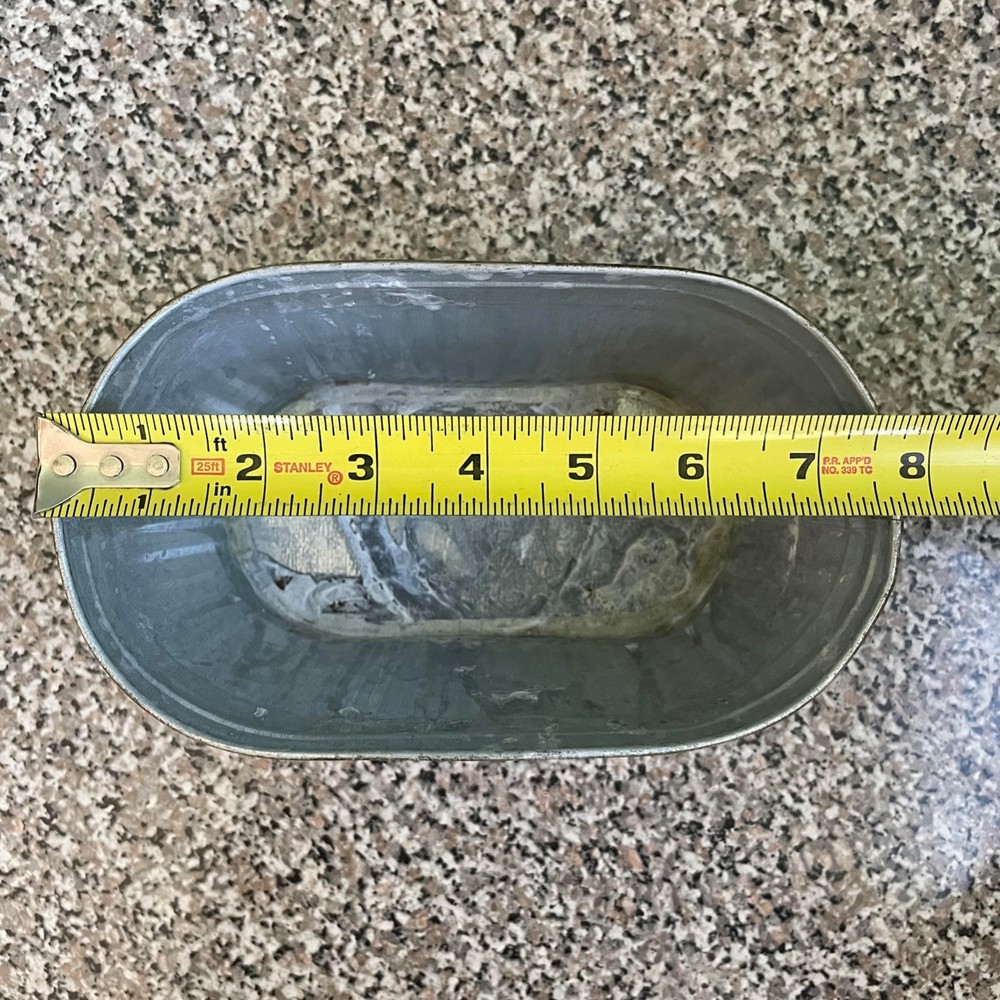 Galvanized Metal Green Oval Planter Or Storage Tin