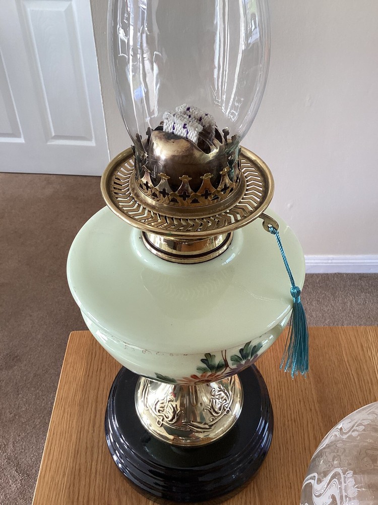 An Opaline Glass Duplex Table Lamp And Original Shade.