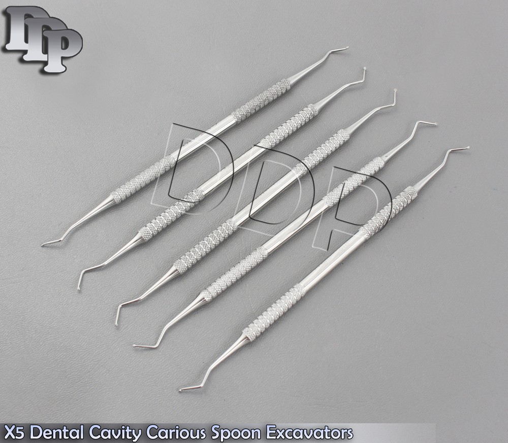 5 Pcs Dental Spoon Shaped Excavators 129/130 Restorative Composite Carious Tools