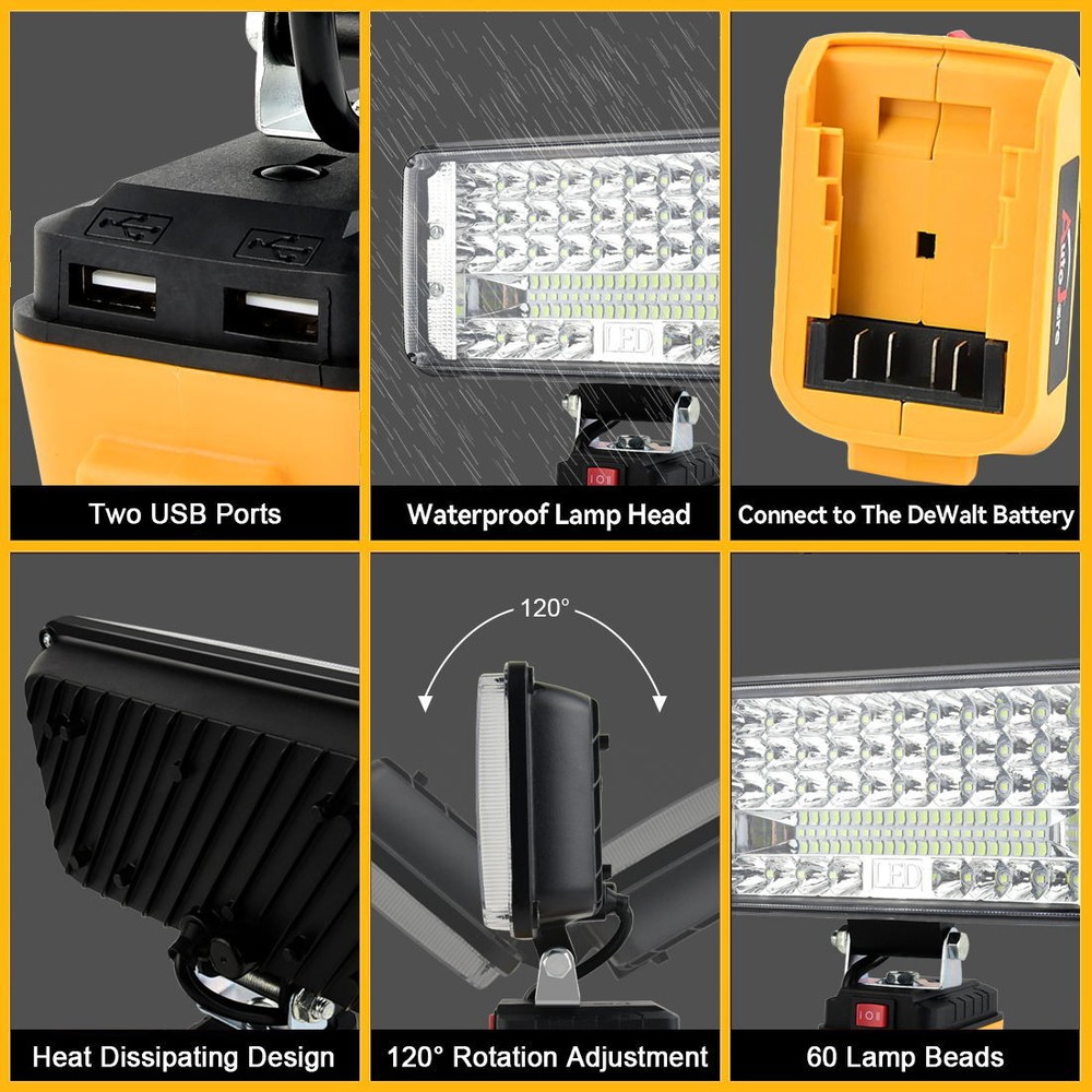 LED Work Light for Dewalt 20V Battery,90W Flood Light Torch for Workshop,Camping