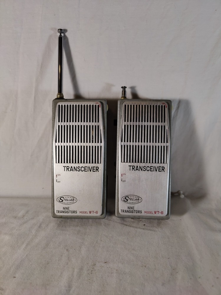 Pair Of 1960’s Transceiver Stellar Nine Transistors Model WT-6 UNTESTED