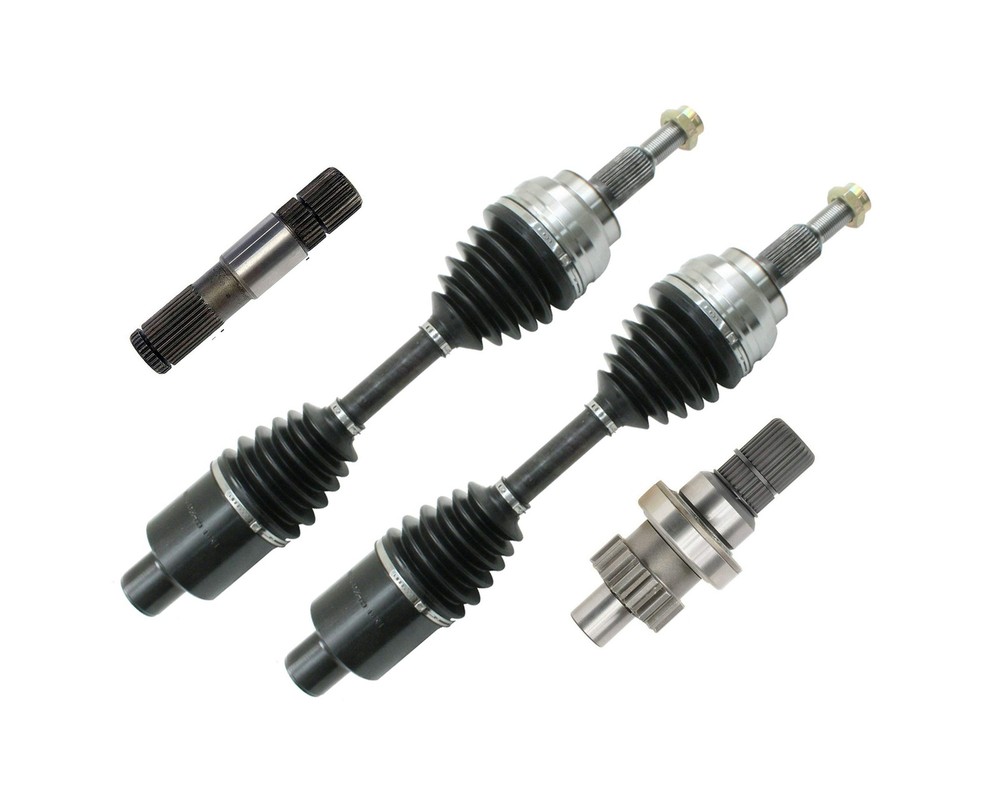 Full Set - 2 Front CV Axles + 2 Intermediate Stub Shafts Compatible With Dodg...
