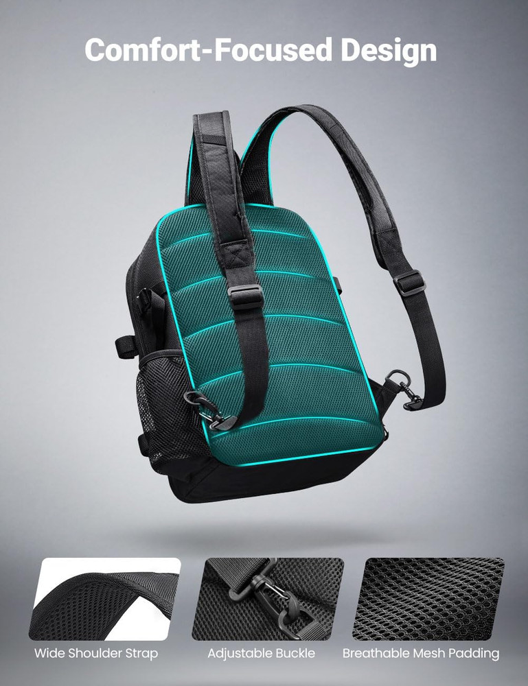 Fishing Backpack Tackle Bag with 2 Rod Holders, Multi-Compartment Storage, MOLLE