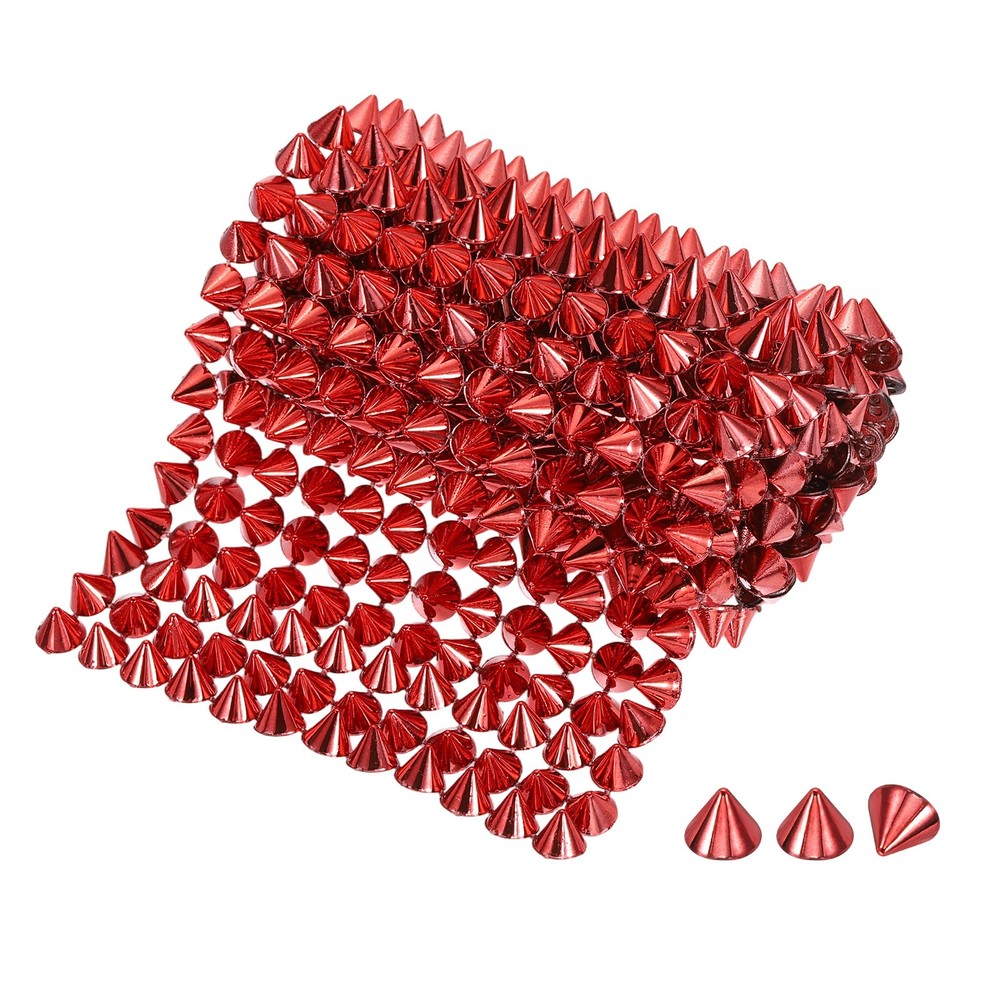 0.5 Yard Sew Stitch on Spikes Stud, 12 Rows Mesh Rivets Studs Beads, Red