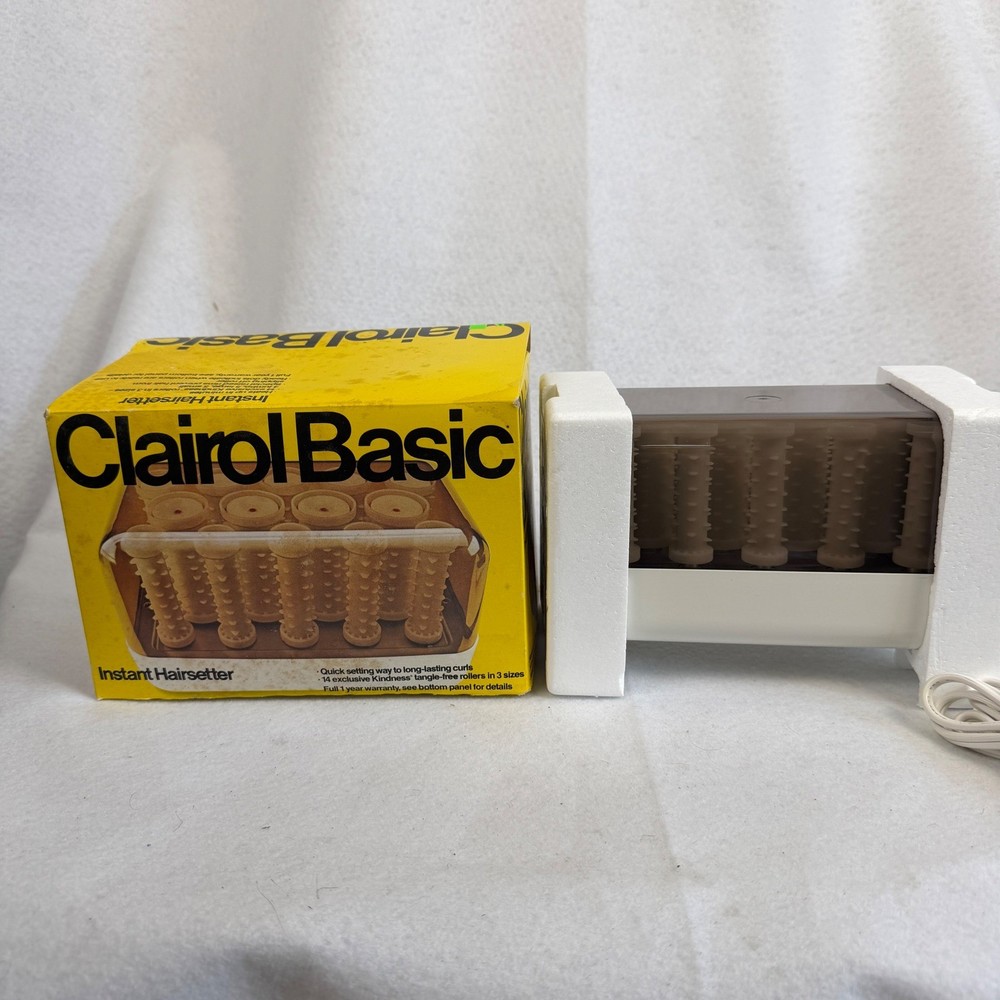 Vintage Clairol Basic Instant Hairsetter 14 Kindness Rollers Hot Roller Set 1980