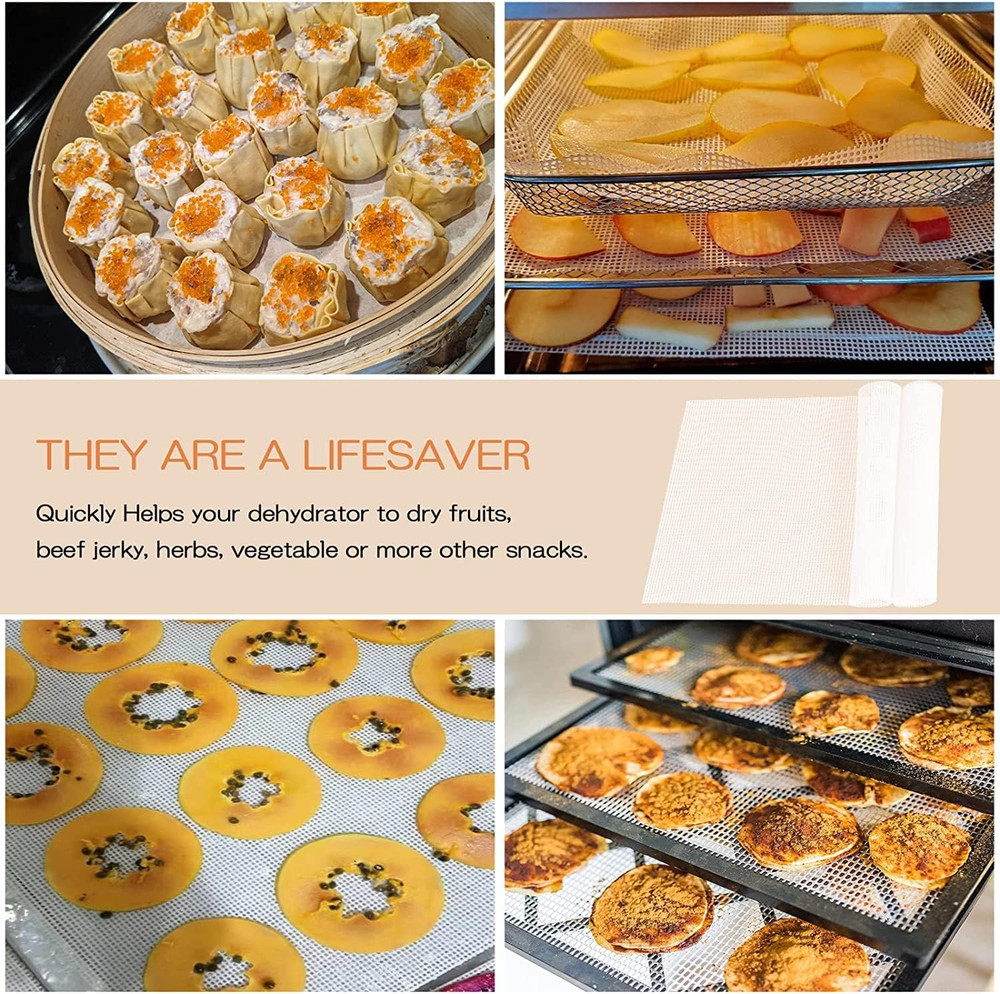 (6 Pack) Silicone Dehydrator Sheets, Non Stick Dehydrator Mats for Fruit Dryer M