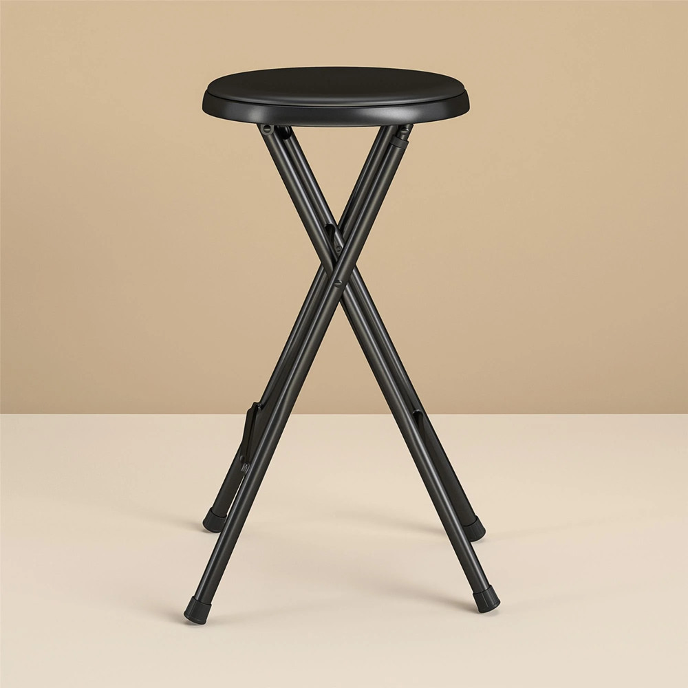 2 Pack Folding Metal Stool, Black, Multi-purpose Seating, Durable and Sturdy
