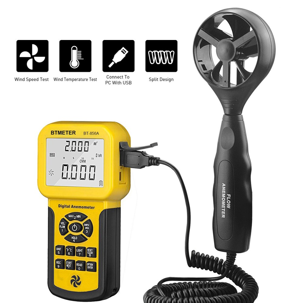 HoldPeak Digital Anemometer Wind Speed Air Flow Volume Meter with USB Data Logge