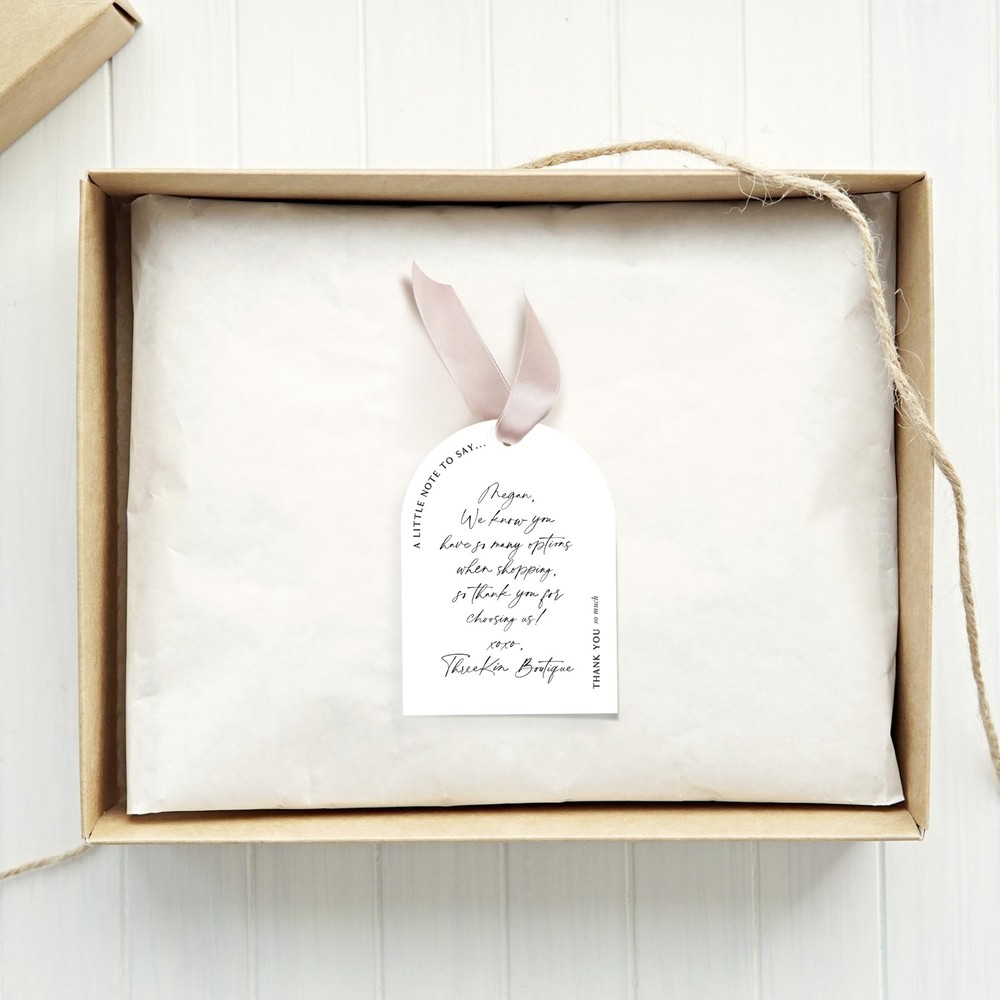 ThreeKin Pack of 50 Thank You Gift Tags 2 x 3 Rectangular Tag with Pre-Punche...
