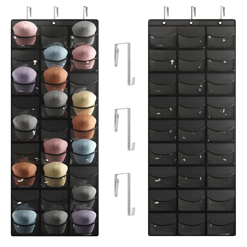 27 Pockets Hat Organizer Hanging Baseball Cap Rack for Closet Wall