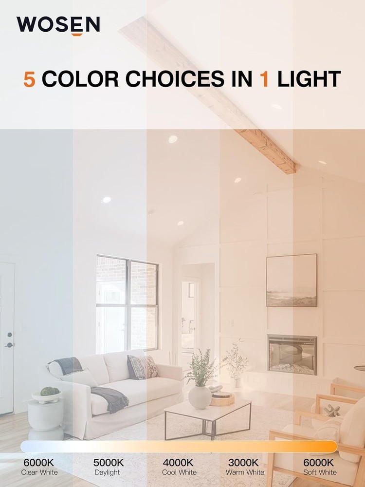 Ultra-Thin LED Recessed Ceiling Light with Junction Box 12 Pack 4 Inch 5CCT 9W