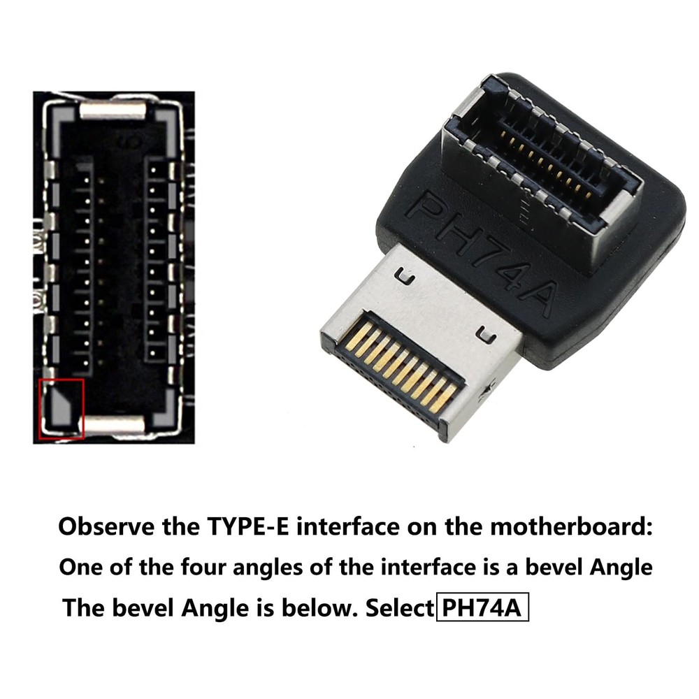 ZZHXSM Right Angle USB E Type Adapter USB3.1 E Header Converter 90 Black