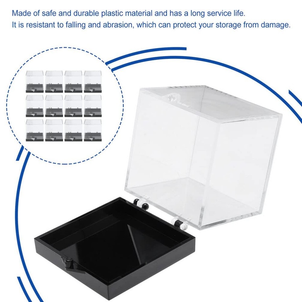 DOITOOL Mineral Display Box 12Pcs Transparent Square Plastic Specimen Display...