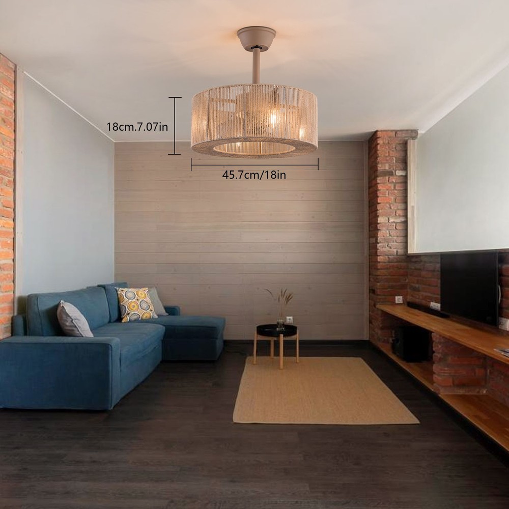 18" 6-Gears Caged Ceiling Fan Light Flush Mount Lights kit With Remote Control