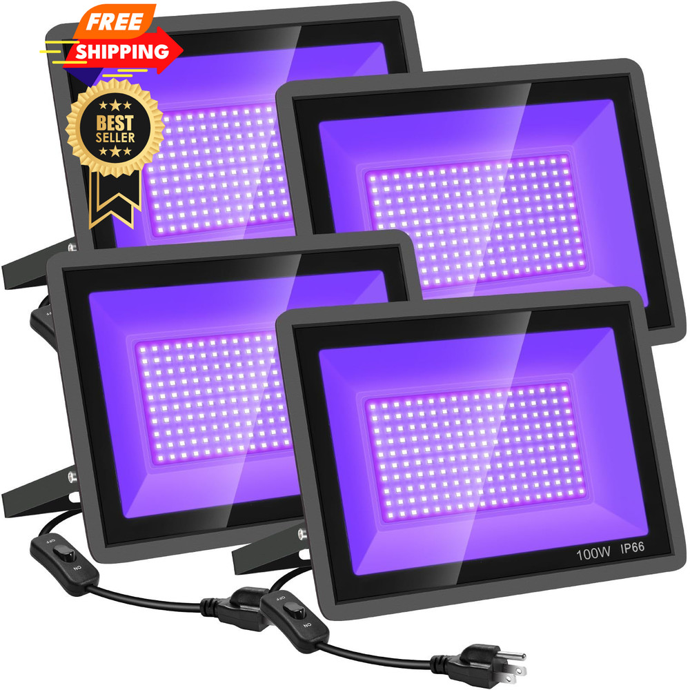 YANYCN 4 Pack 100W LED Black Lights, 4pack led black light,