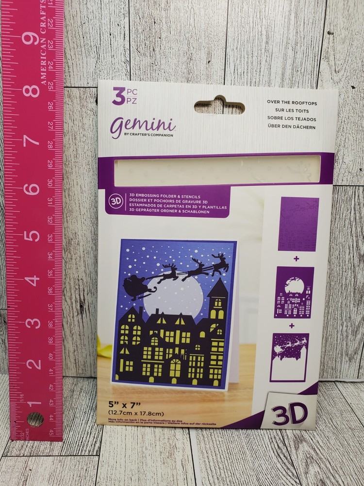 CCH2 Crafters Companion Christmas Over Rooftops 3D Embossing Folder & Stencils