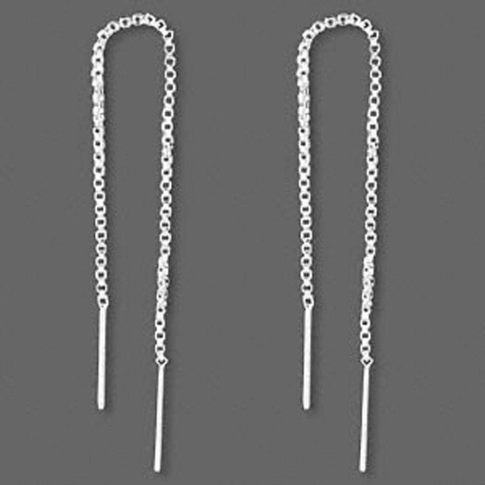 Gorgeous Sterling Silver Ear Threads Box Chain with Open Ring
