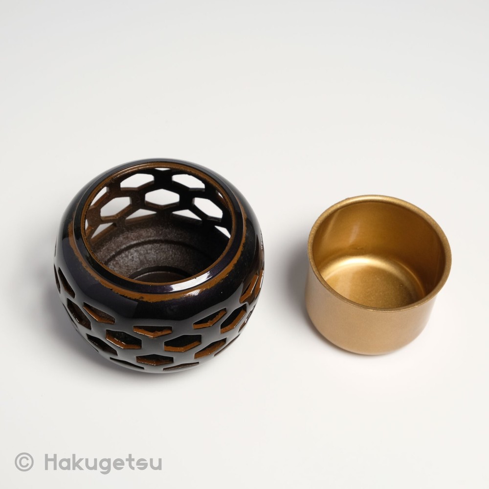 Incense Burnder with Openwork Traditional Tortoise-Shell Pattern, Made of Copper