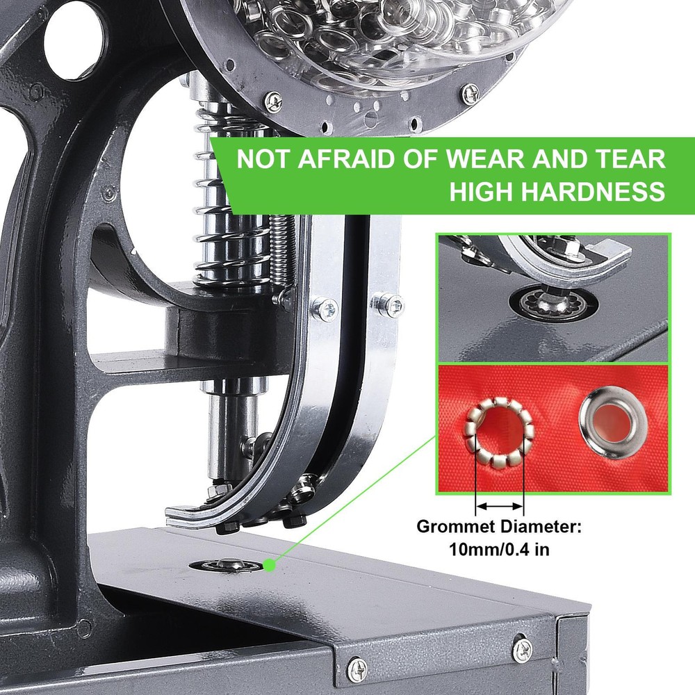 Grommet Machine Eyelet Hand Press Tool with 2000 Pcs Silver Grommets 3/8”Size