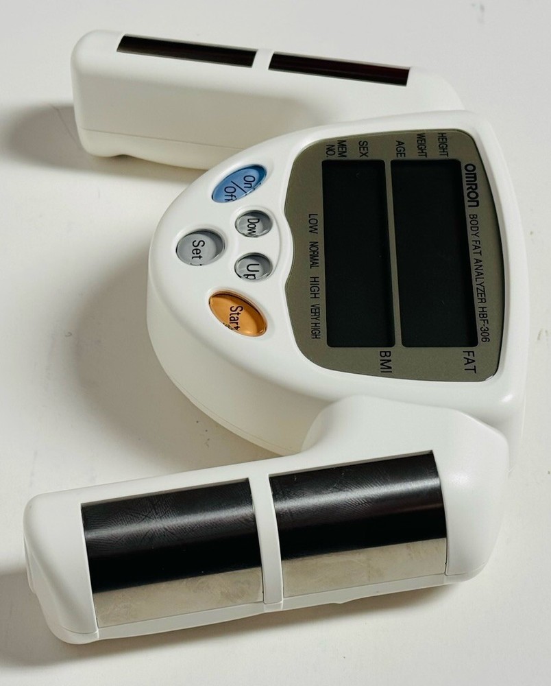 Omron HBF-306Bl White Body Fat Analyzer - W/Box & Manuals - Tested