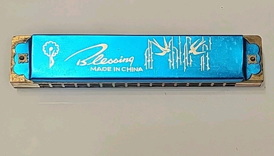 VINTAGE BLESSING WOOD HARMONICA - ORIGINAL BOX - Red