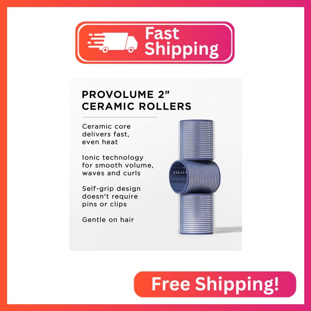 Fromm ProVolume 2" Self-Grip Ceramic Ionic Thermal Hair Rollers, 3 Count, Large