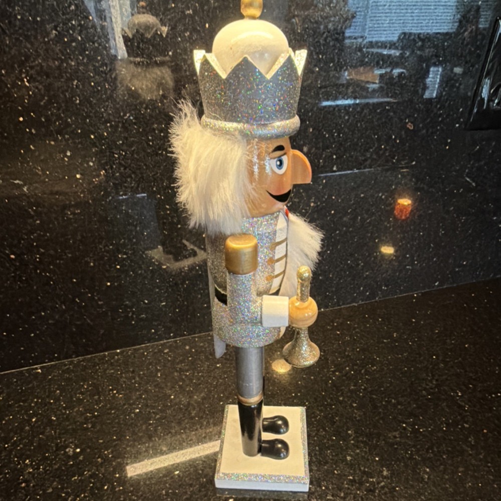 Threshold Christmas Nutcracker Silver Glitter Wood 2015