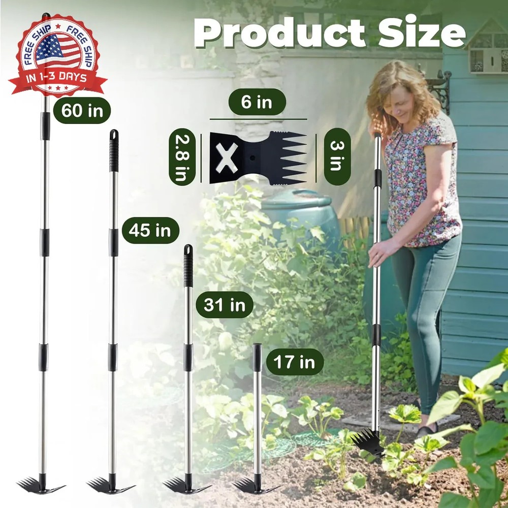 NICOFPHY Weed Puller Tool with Long Handle - 60" Manual Weeder Remover Tool, 2 i