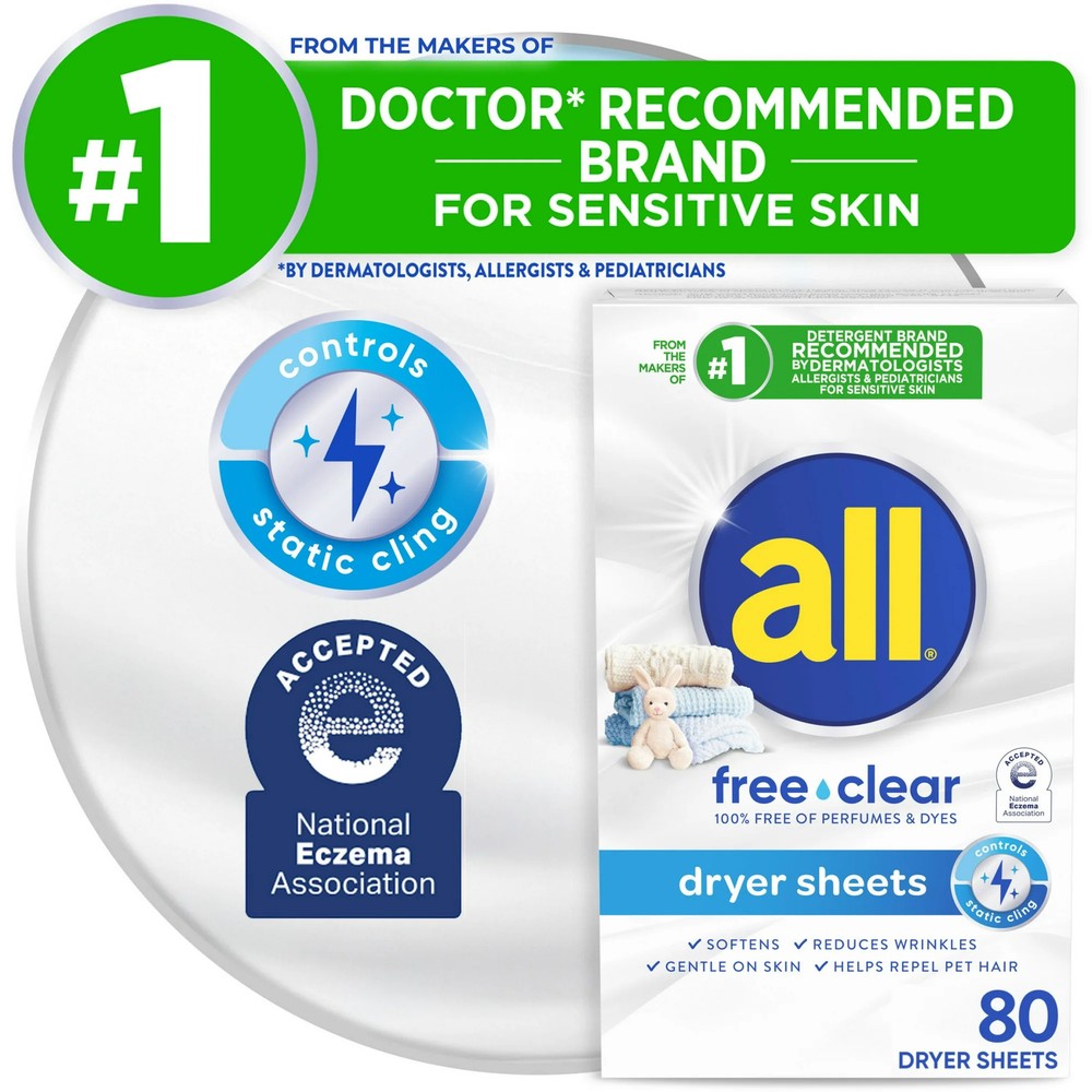 Fabric Softener Dryer Sheets Free Clear Sensitive Skin