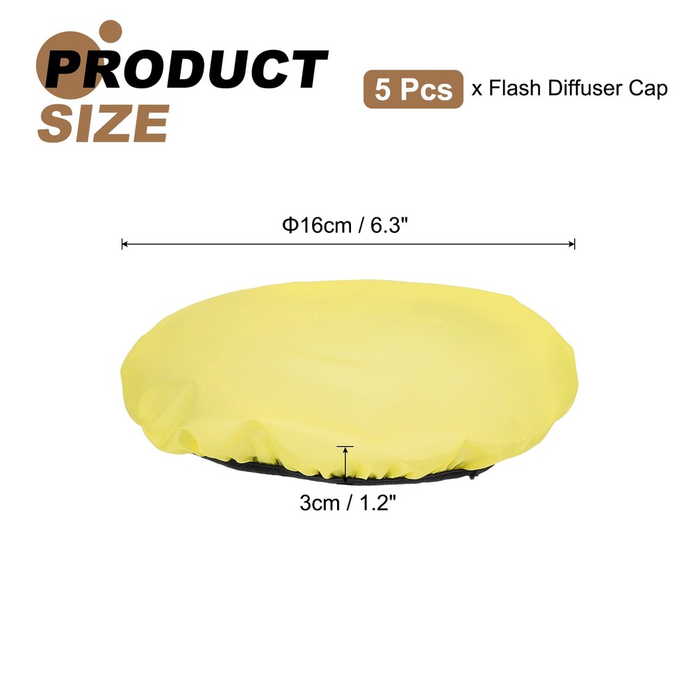 5pcs 6.3" x 6.3" Soft Mini Flash Bounce Diffuser Cap, for Flashlight, Yellow