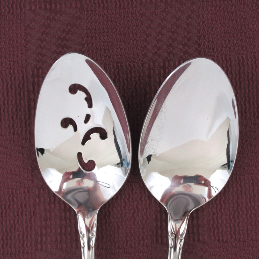 Oneida Community Chatelaine set of 2 serving spoons utensils stainless flatware