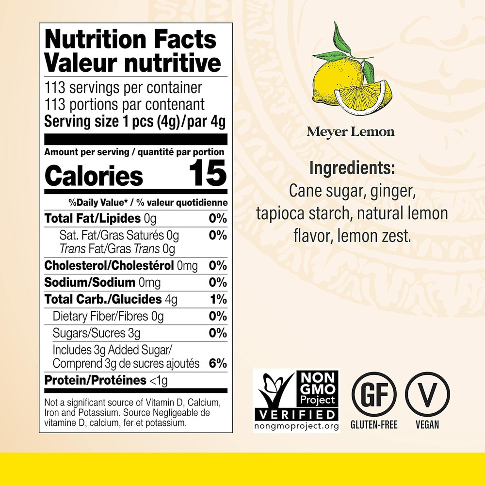 Lemon Ginger Chews Candy, 1-Pound Bag