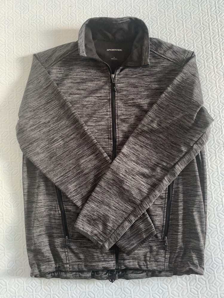 Black Sport-Tek PosiCharge Soft Shell Jacket, Full Zip, Heather, Size Large