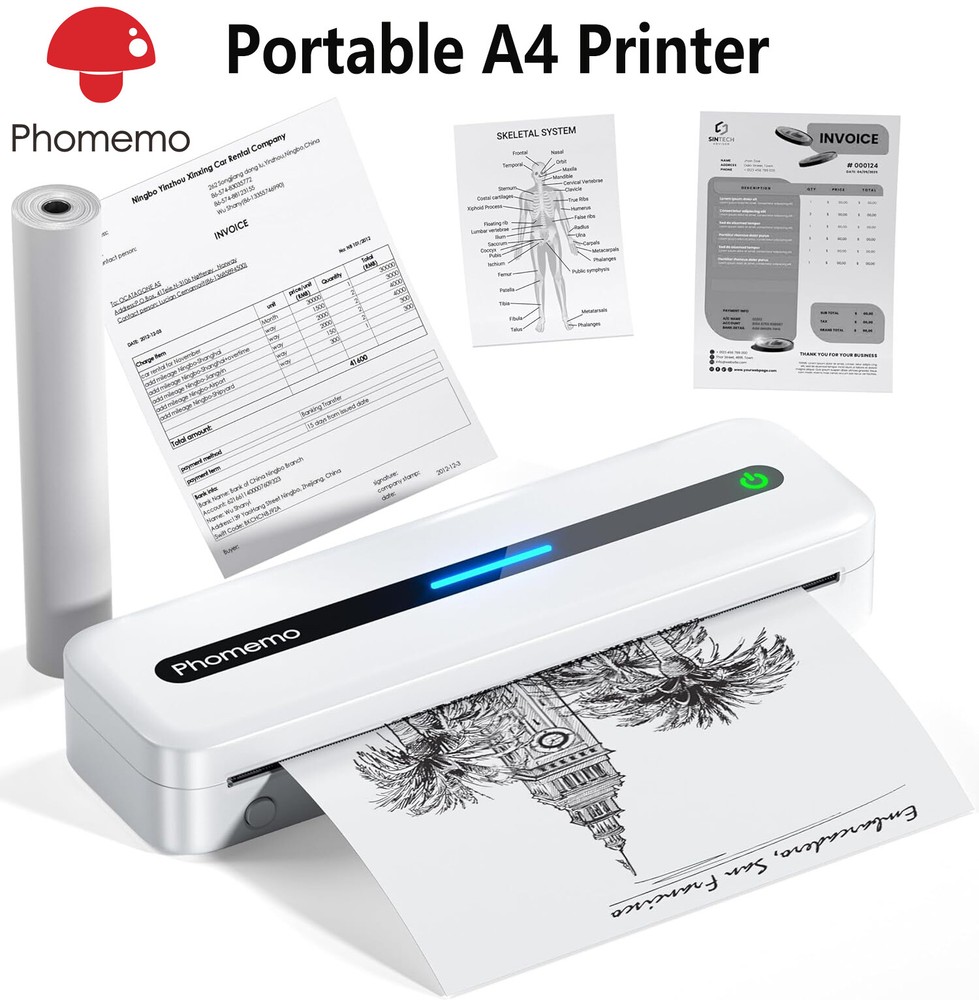 Phomemo M832 Portable Bluetooth Wireless Thermal A4 Printer for Travel LOT