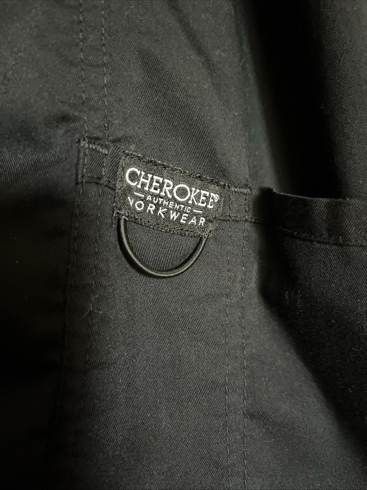 Cherokee Workwear Black Snap Button Lab Coat XL