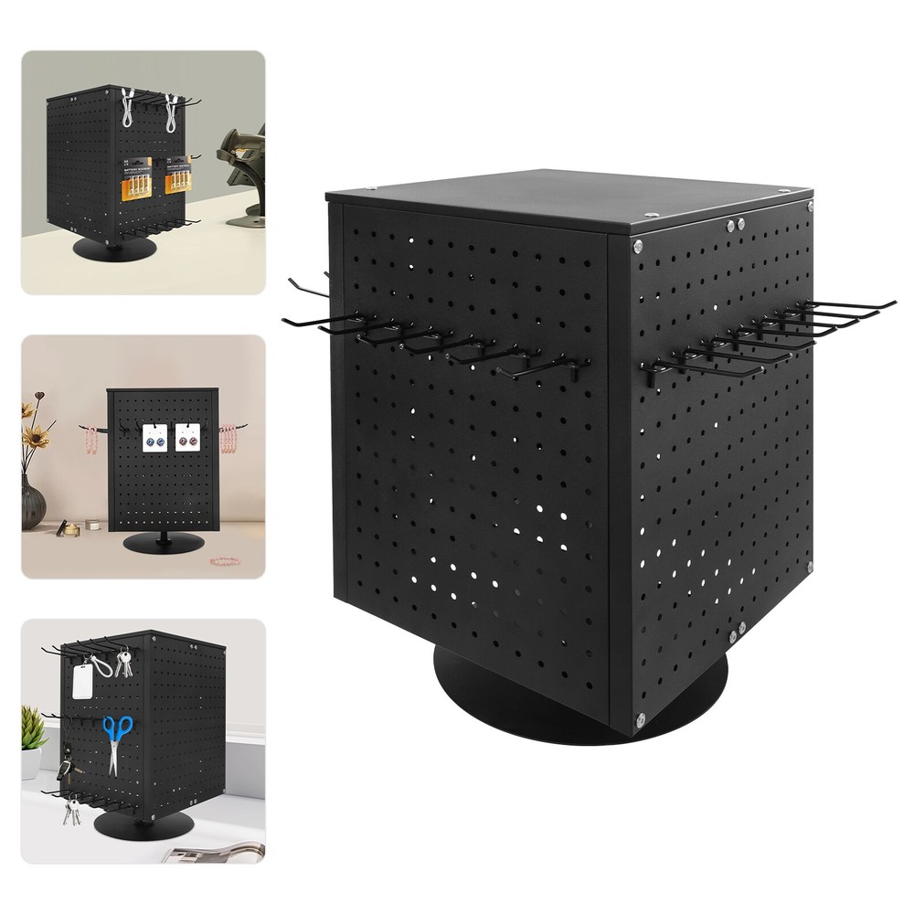 Pegboard Rotating Display Stand, 4 Sided Spinning Peg Board Display