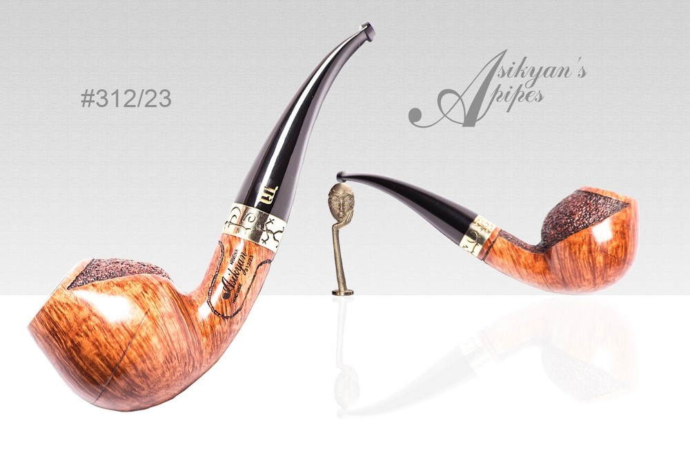 Asikyan Pipe #312/23 Bent Egg Smooth Partly Art Rusticated Hand Made