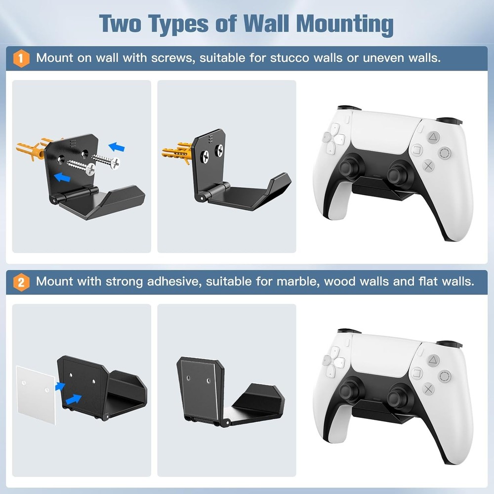 KUNSLUCK 6 Pack Controller Wall Mount – Universal Game Controller Holder for P