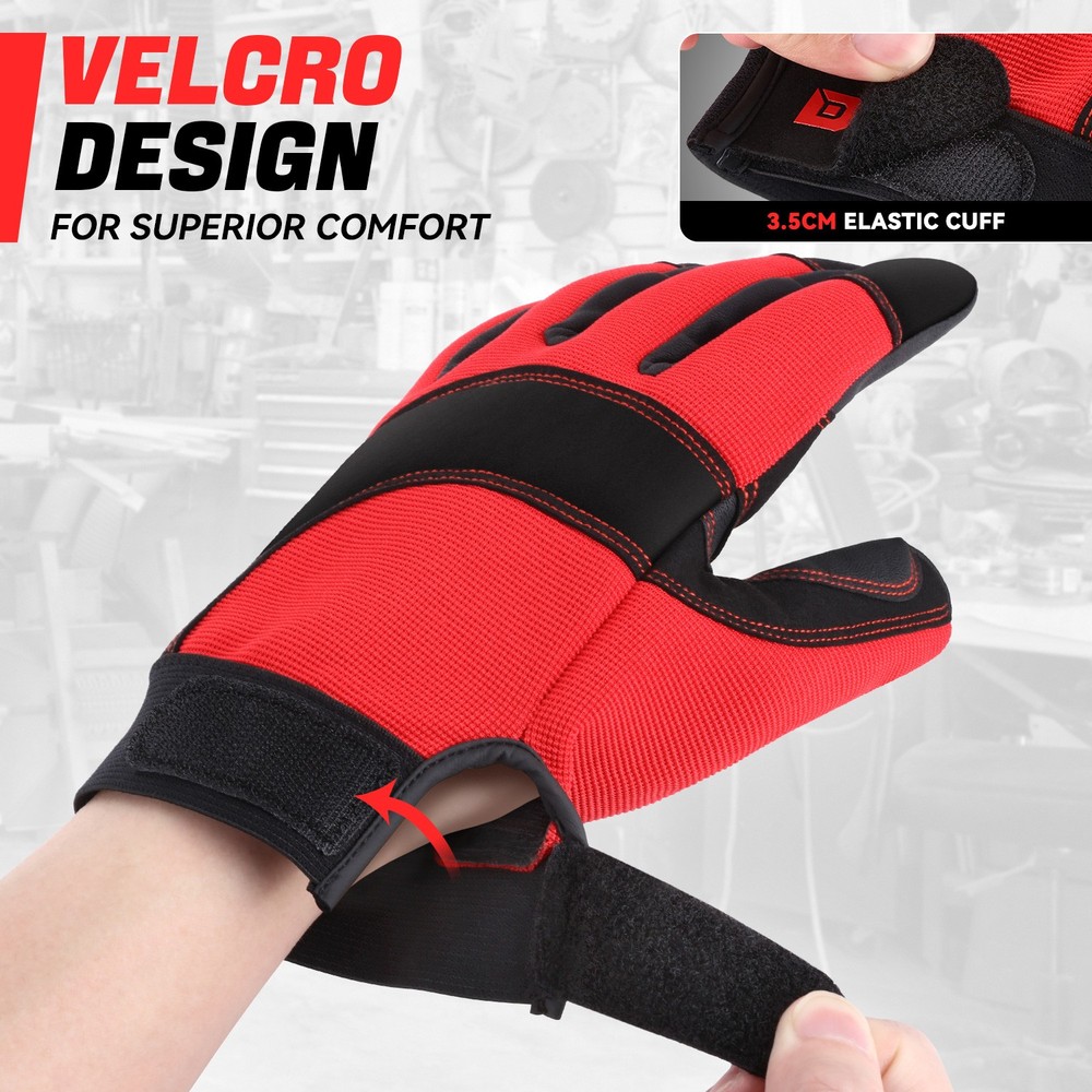 [2 Pair]Multi-Purpose Construction Gardening Utility Mechanic Work Gloves Red