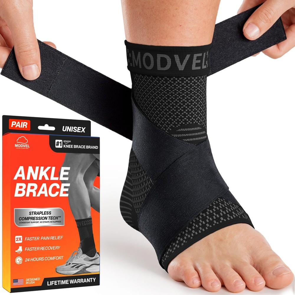 Modvel Foot & Ankle Brace Socks - Adjustable Compression for Pain & Support
