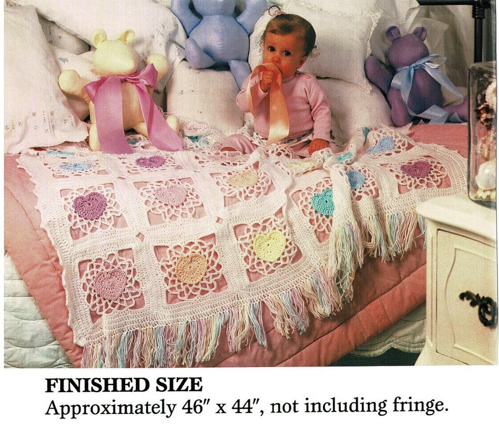 PASTEL HEARTS AFGHAN/BLANKET CROCHET PATTERN ONLY - AH202