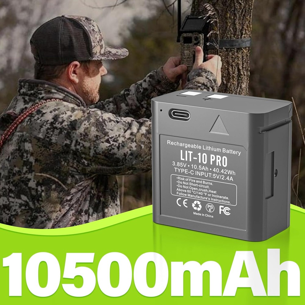 2Pack LIT-10 Pro Battery for SPYPOINT Cellular Trail LM2 Link-Micro-S-LTE Camera